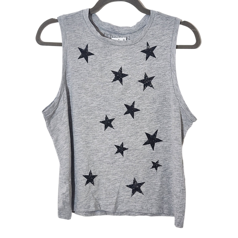 Fifth Sun Gray Tank Top with Stars NWT Size Large Cropped Star Tank Top